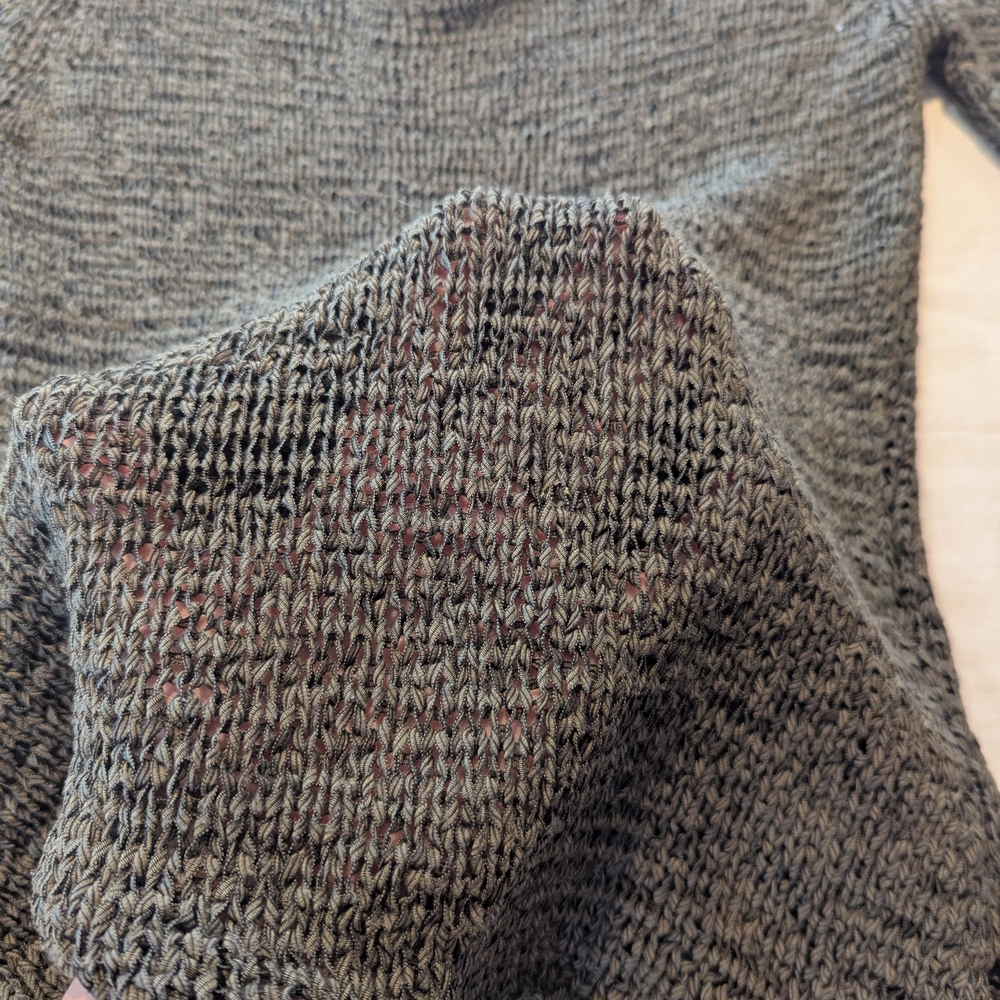 Dark green/Kaki Elegant Scoop Neck Knit Sweater with long Bell sleves XS fit S - Picture 5 of 8